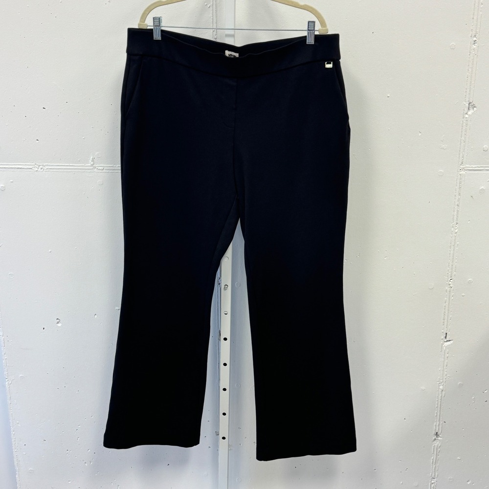Anne Klein Black Ponte Knit Flare Dress Pants Womens XL Stretch Trousers Casual